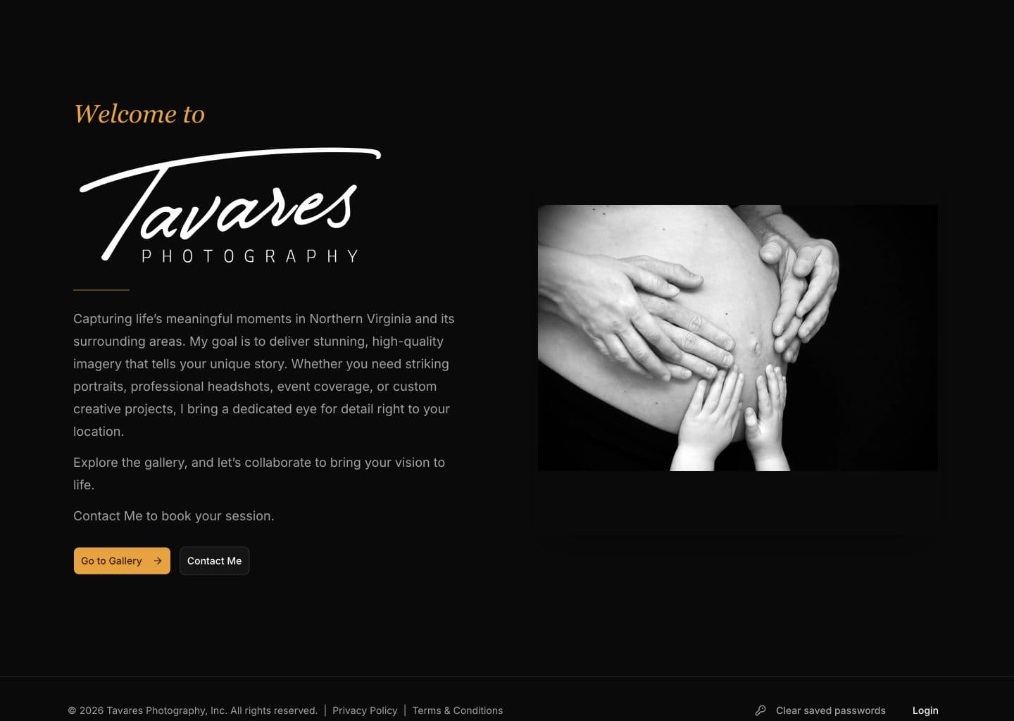 Tavares Photography website homepage